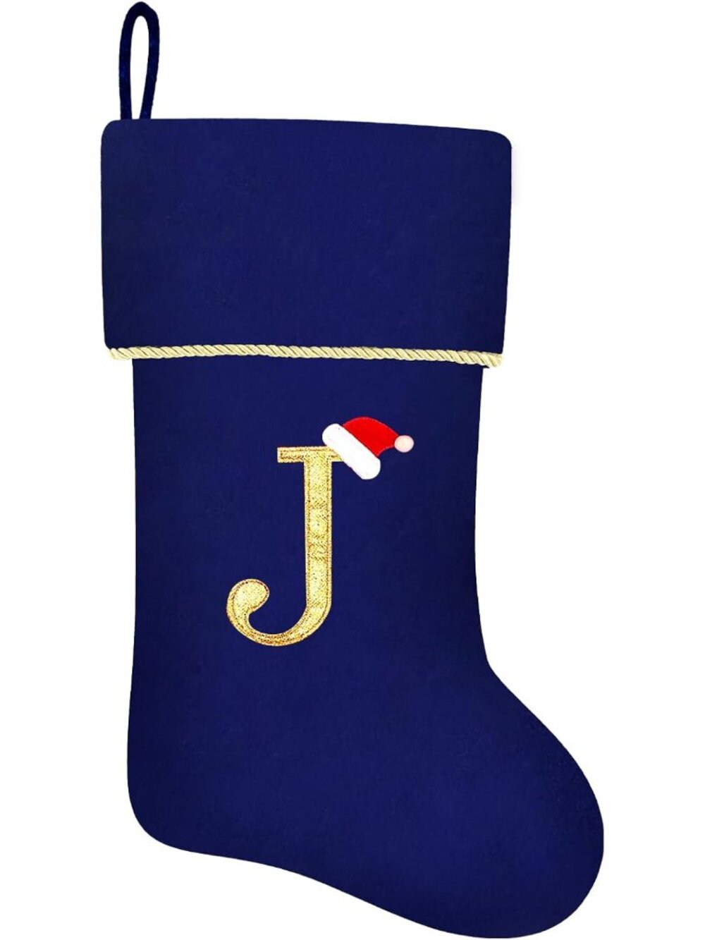 20 Inches Initial Monogram Blue Christmas Stocking, Personalized Large Embroider